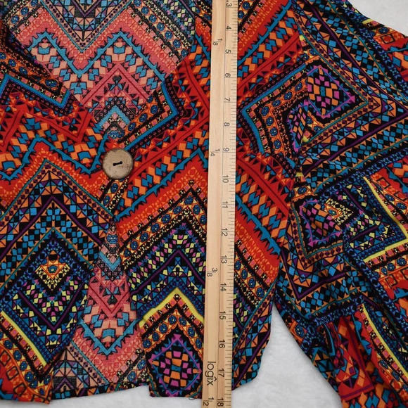 Luukse Multicolor Boho Crop Top Sz S Button Front Southwestern Tribal Dance - Picture 12 of 16